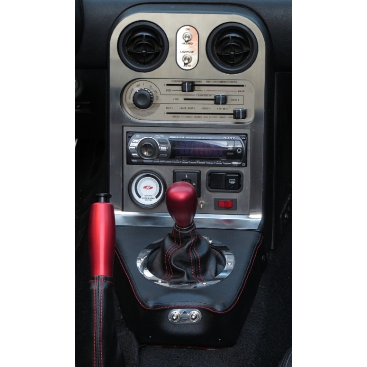 Little Devil Short Console, Leather,  with Vintage Toggle El.Windows Switches